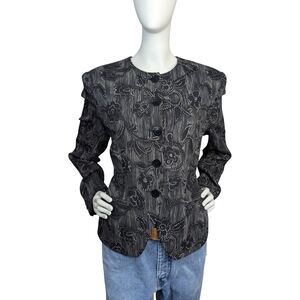 Vintage 90s Jones New York 100% Silk Floral Blazer, Size 10